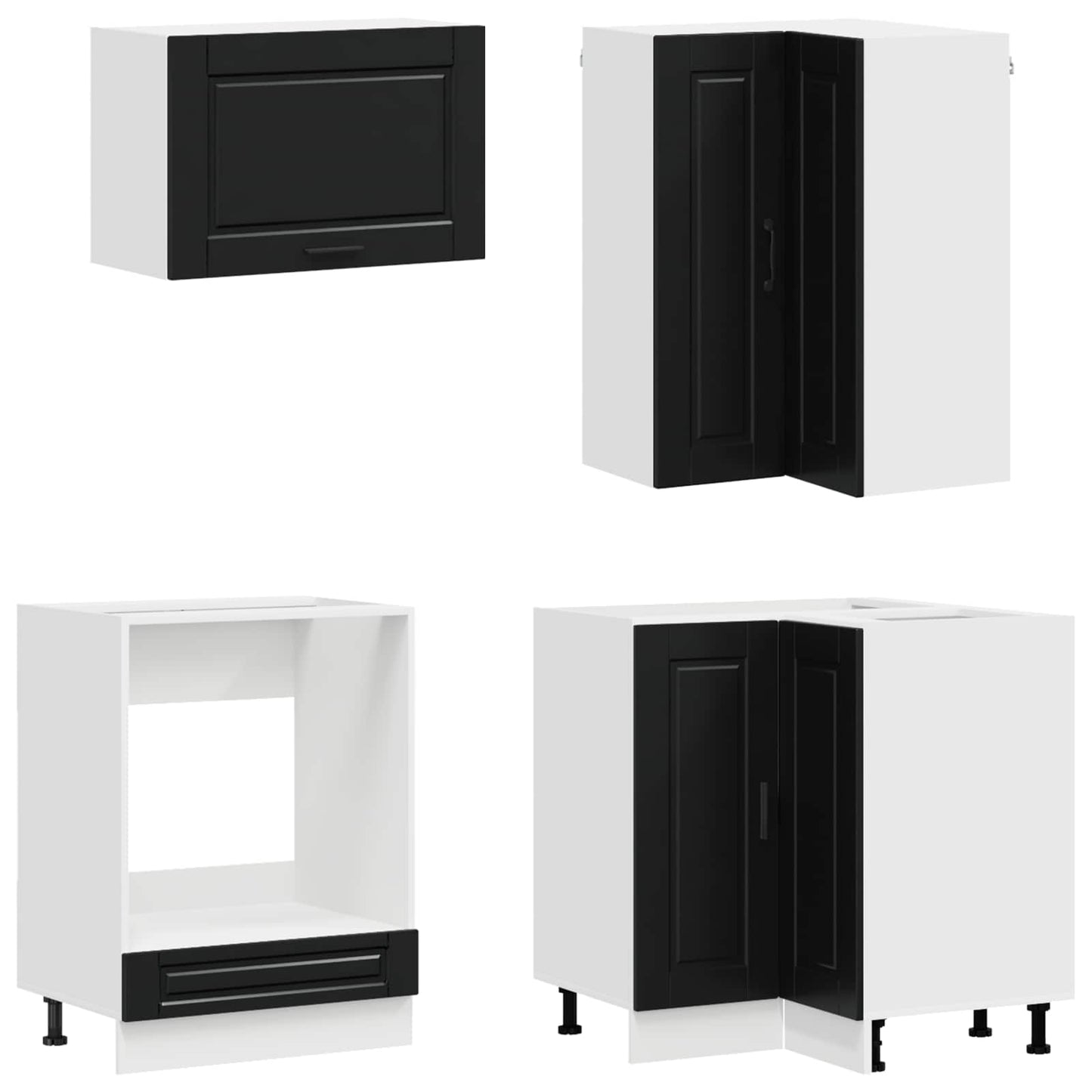 vidaXL Kitchen Unit PORTO 8 pcs Black Engineered Wood 4