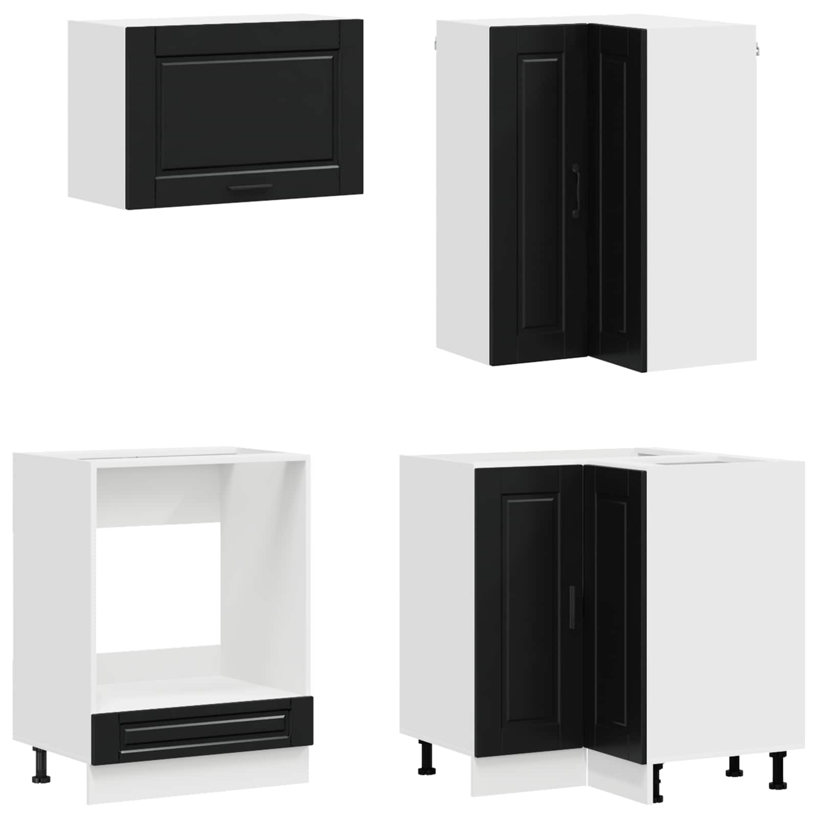 vidaXL Kitchen Unit PORTO 8 pcs Black Engineered Wood 4