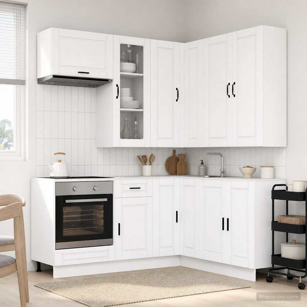 vidaXL Kitchen Unit PORTO 8 pcs White Engineered Wood