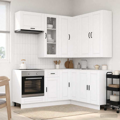 vidaXL Kitchen Unit PORTO 8 pcs White Engineered Wood 1