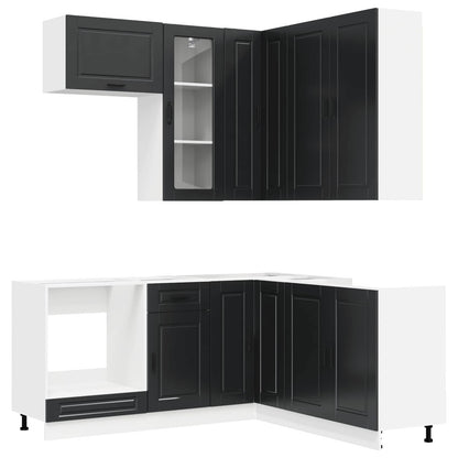 Kitchen Unit PORTO 8 pcs Engineered Wood Black 100 cm