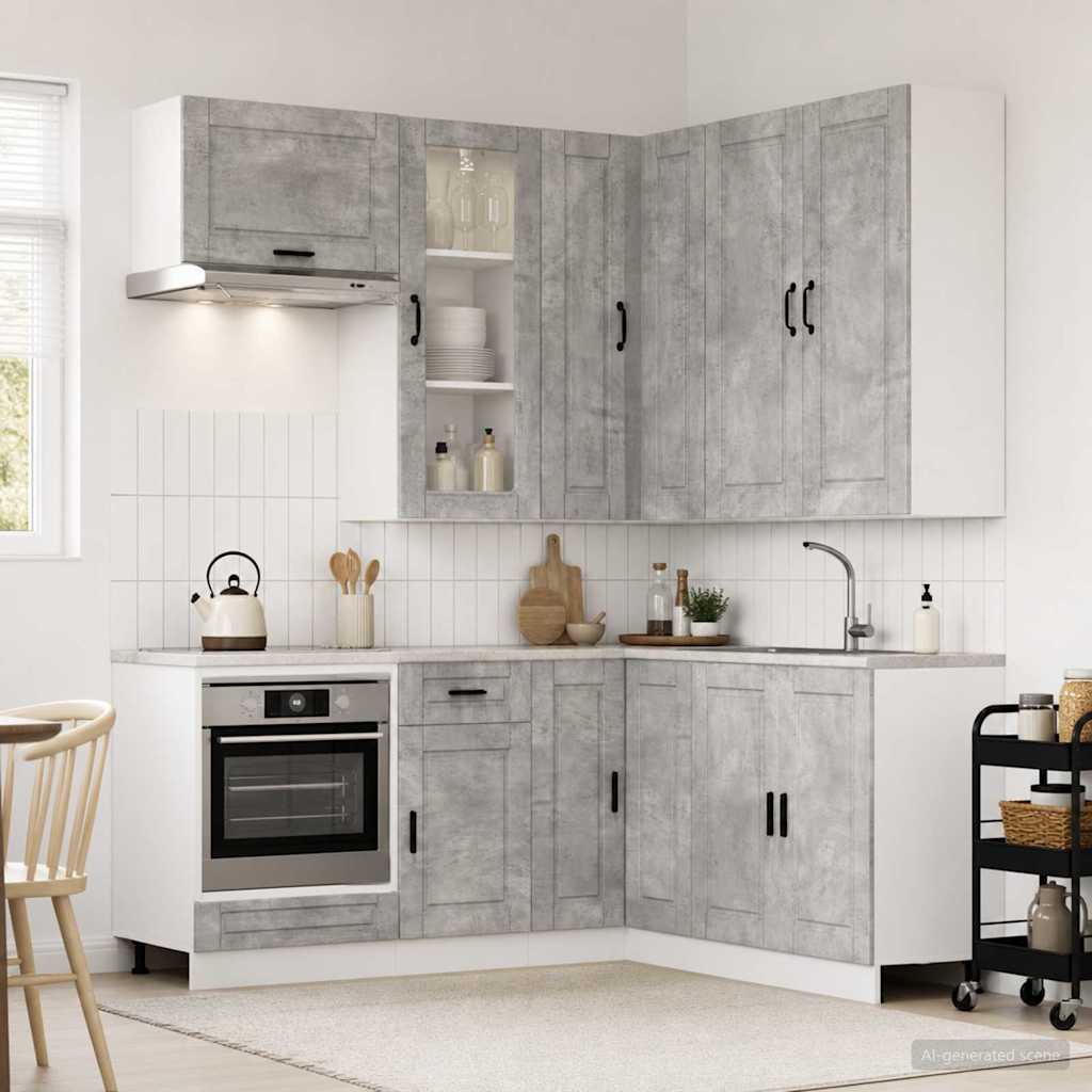 Kitchen Unit PORTO 8 pcs Engineered Wood Concrete grey 100 cm