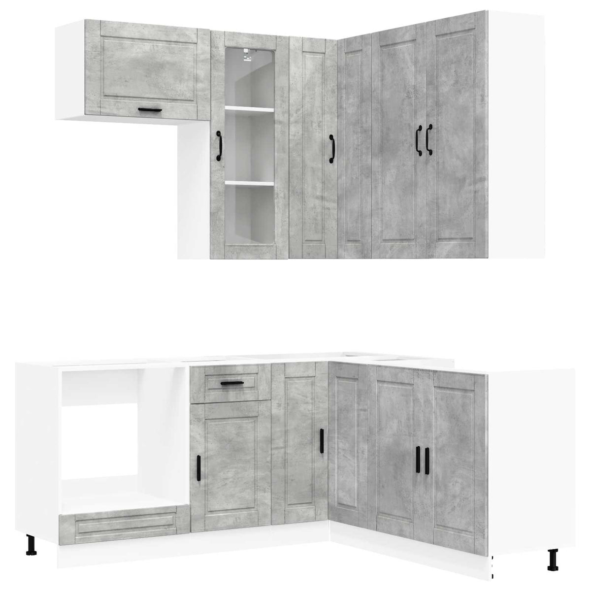 Kitchen Unit PORTO 8 pcs Engineered Wood Concrete grey 100 cm
