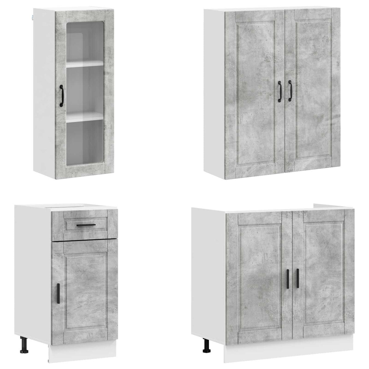 Kitchen Unit PORTO 8 pcs Engineered Wood Concrete grey 100 cm