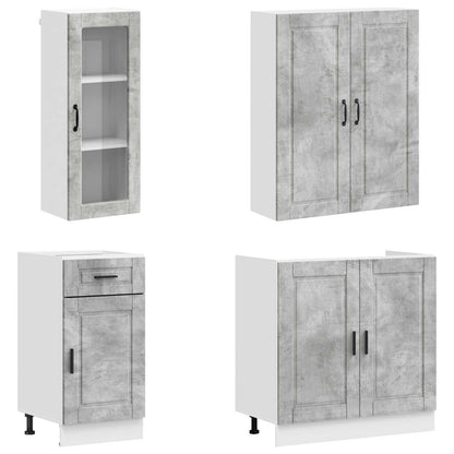 Kitchen Unit PORTO 8 pcs Engineered Wood Concrete grey 100 cm