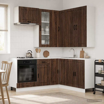 vidaXL Kitchen Unit PORTO 8 pcs Brown Oak Engineered Wood 1