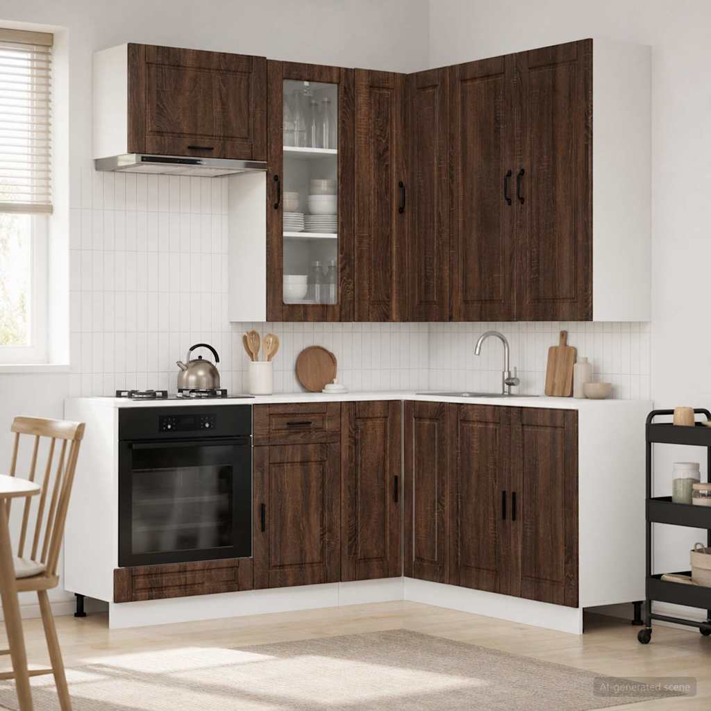 Kitchen Unit PORTO 8 pcs Engineered Wood Brown oak 100 cm