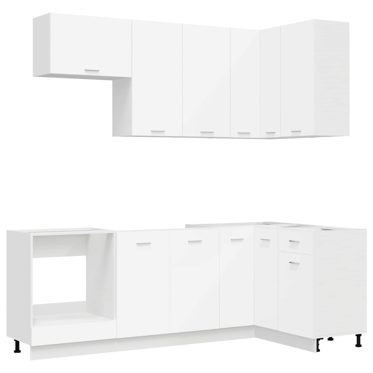 vidaXL Kitchen Unit LYON 8 pcs White Engineered Wood 2