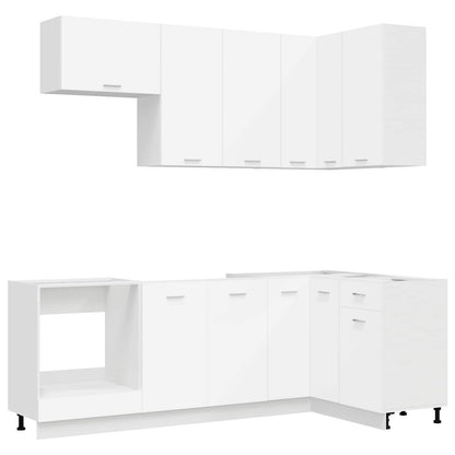 vidaXL Kitchen Unit LYON 8 pcs White Engineered Wood 2