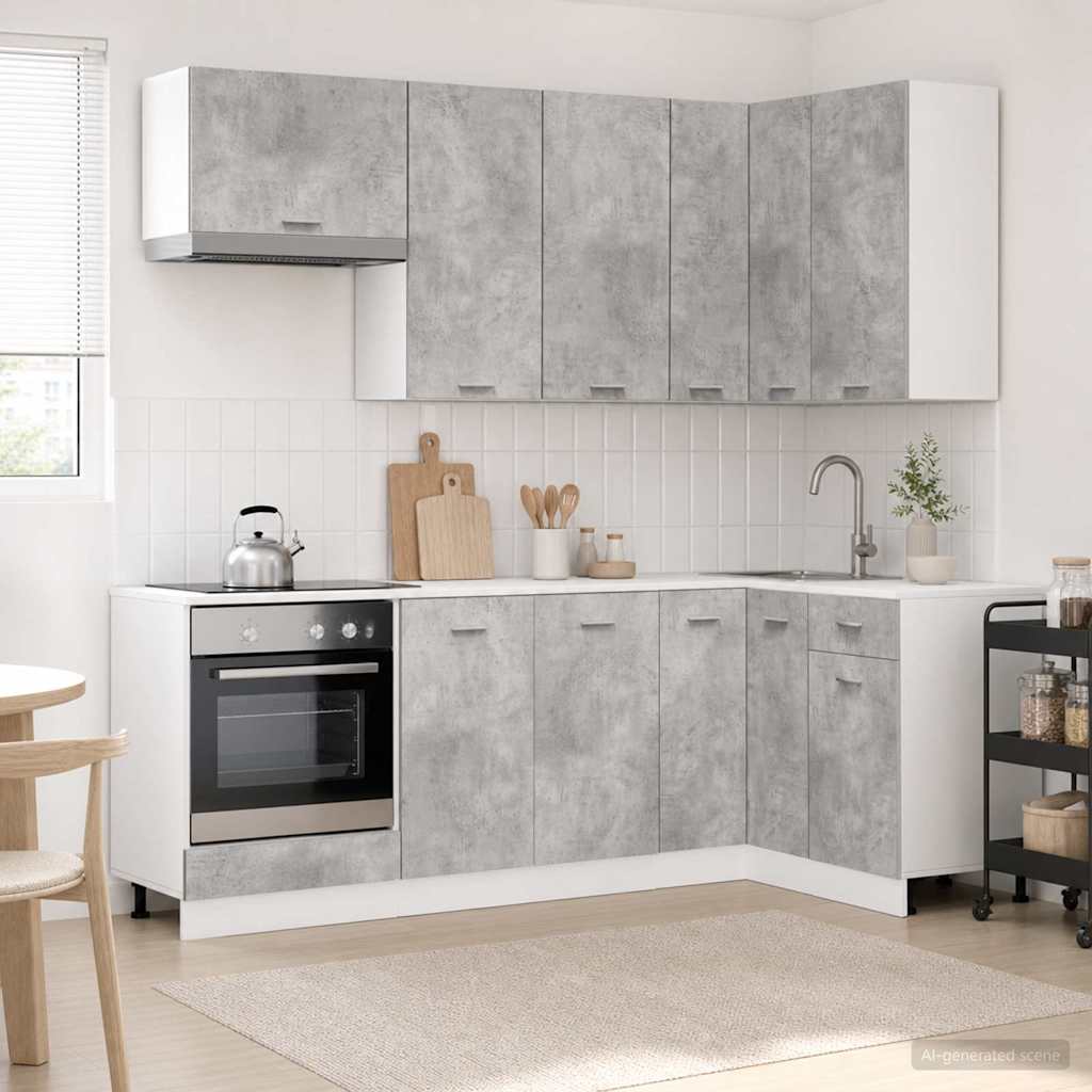 vidaXL Kitchen Unit LYON 8 pcs Concrete Grey Engineered Wood 1