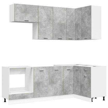 vidaXL Kitchen Unit LYON 8 pcs Concrete Grey Engineered Wood 2