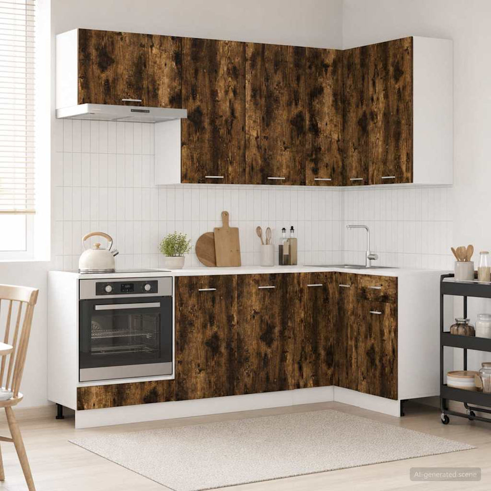 vidaXL Kitchen Unit LYON 8 pcs Smoked Oak Engineered Wood