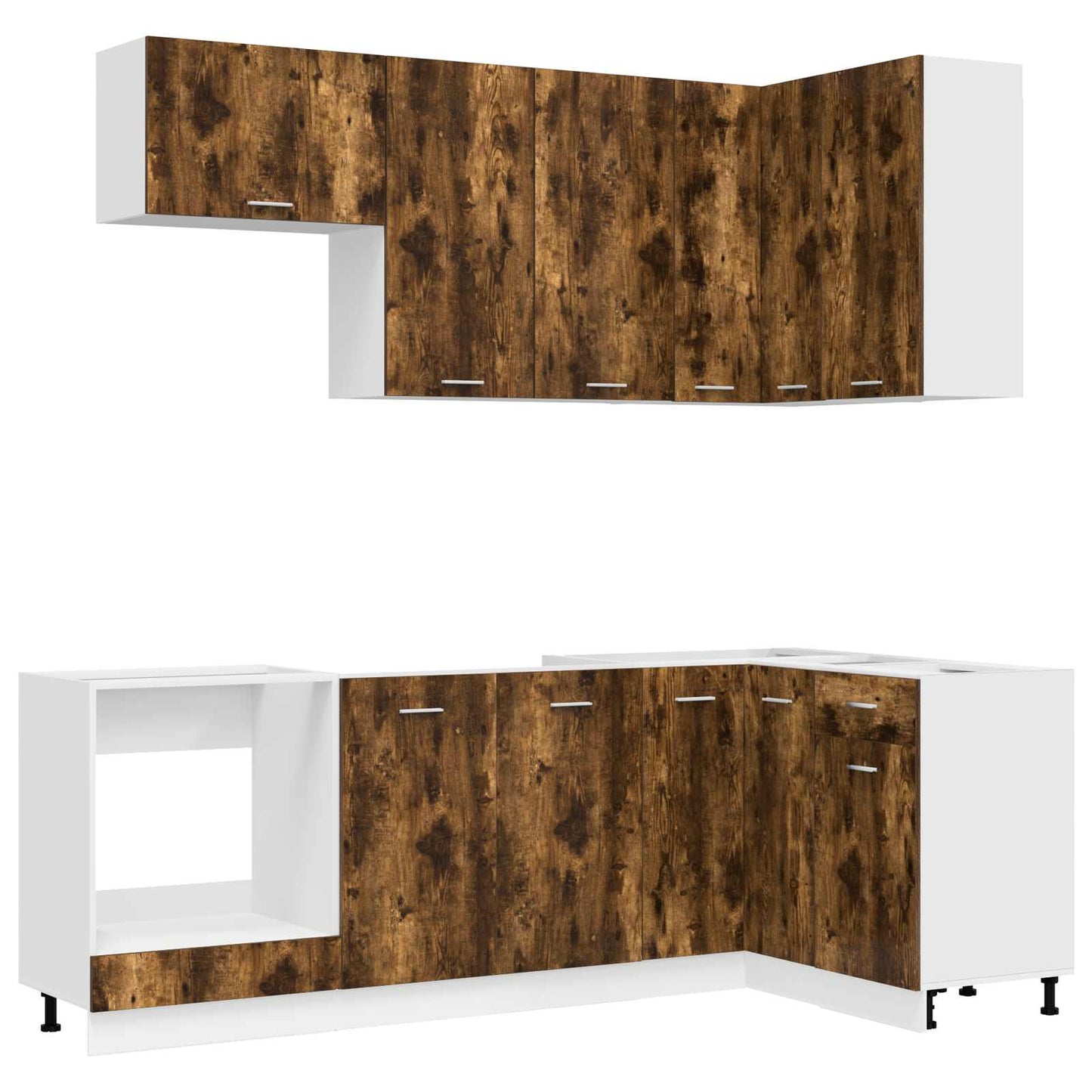 vidaXL Kitchen Unit LYON 8 pcs Smoked Oak Engineered Wood 2