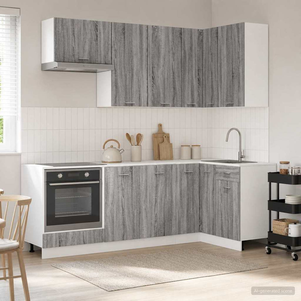 vidaXL Kitchen Unit LYON 8 pcs Grey Sonoma Engineered Wood