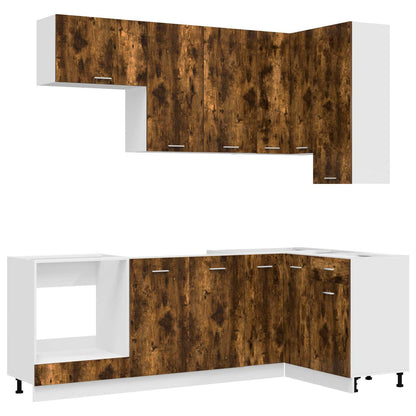 vidaXL Kitchen Unit LYON 8 pcs Smoked Oak Engineered Wood 2