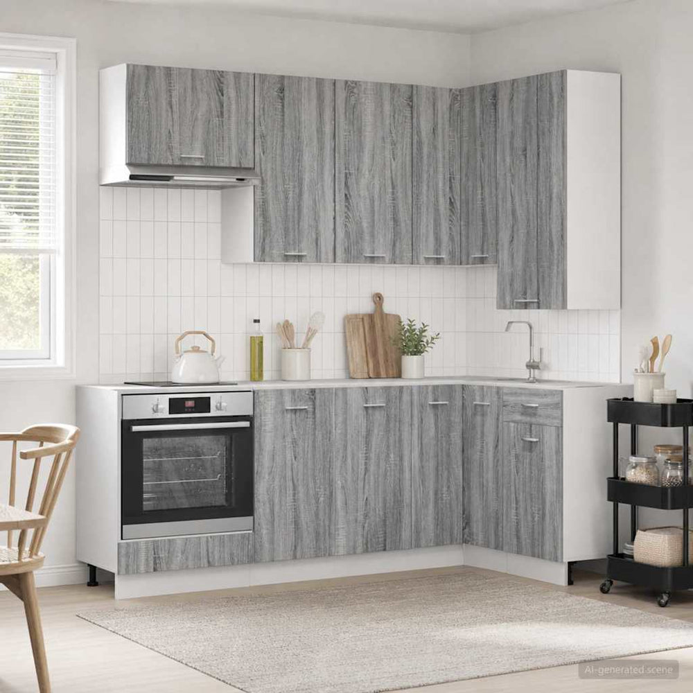 vidaXL Kitchen Unit LYON 8 pcs Grey Sonoma Engineered Wood