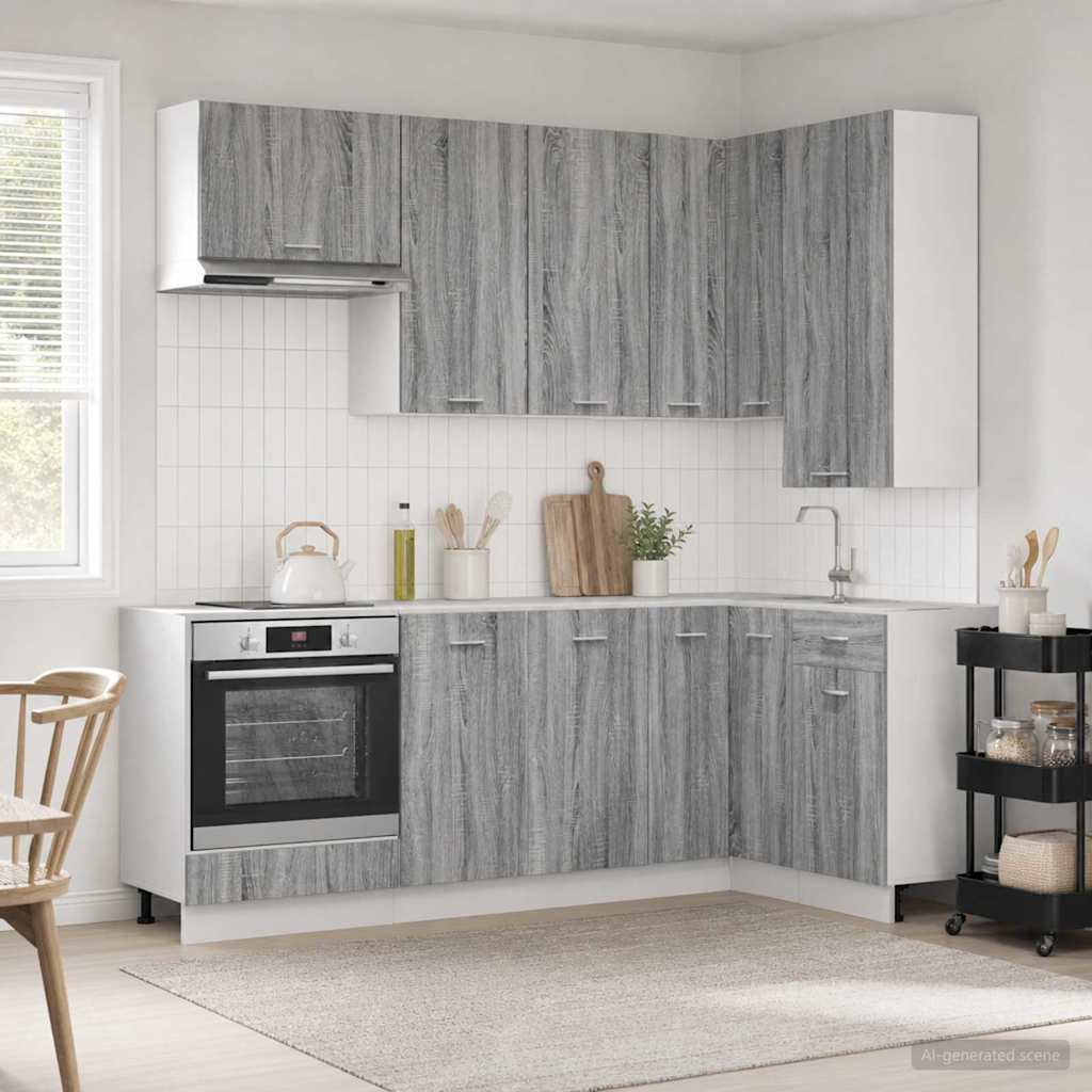 vidaXL Kitchen Unit LYON 8 pcs Grey Sonoma Engineered Wood 1