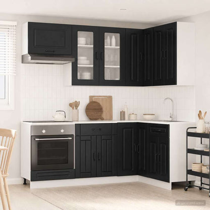 vidaXL Kitchen Unit KALMAR 8 pcs Black Engineered Wood 1