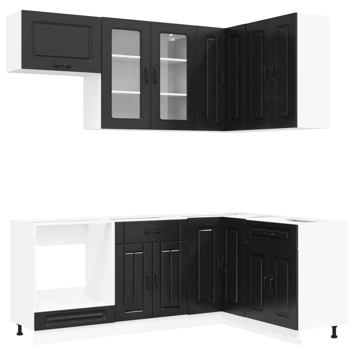 vidaXL Kitchen Unit KALMAR 8 pcs Black Engineered Wood 2