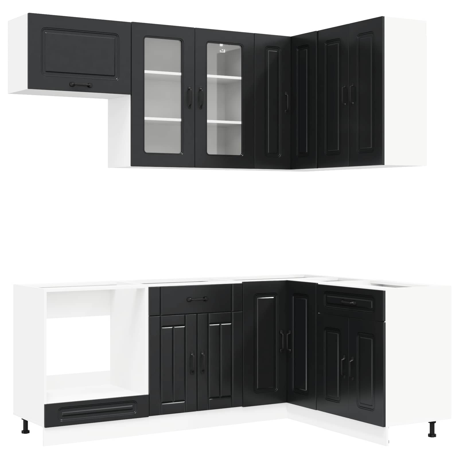vidaXL Kitchen Unit KALMAR 8 pcs Black Engineered Wood 2