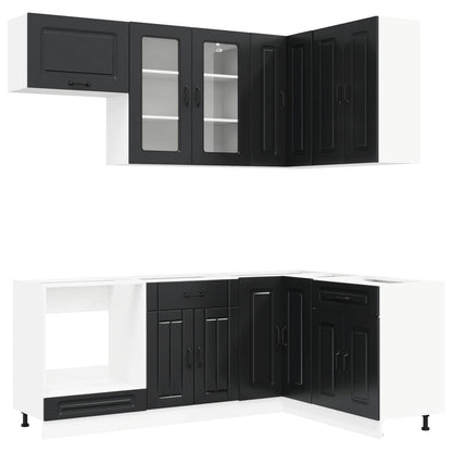 vidaXL Kitchen Unit KALMAR 8 pcs Black Engineered Wood 2