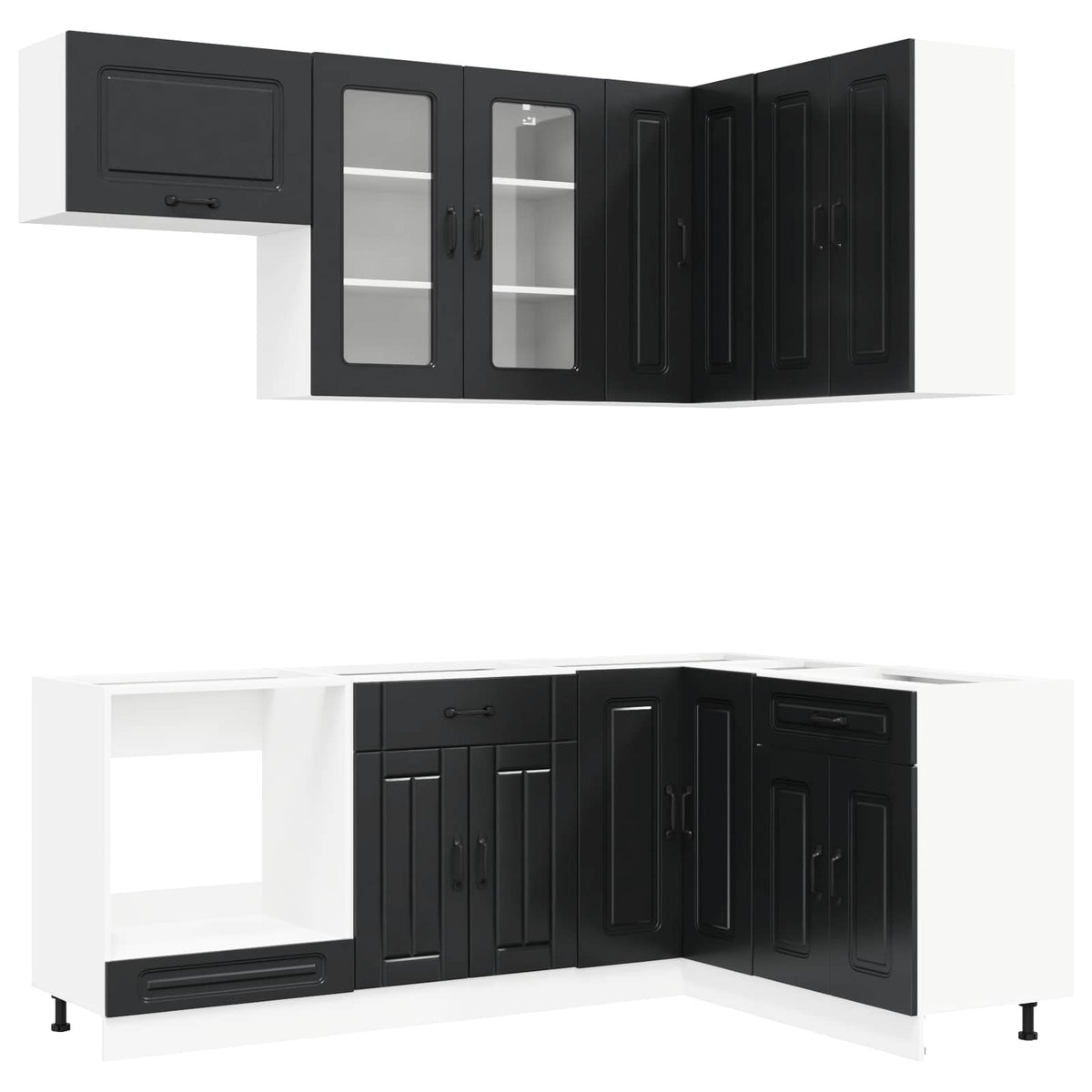 Kitchen Unit KALMAR 8 pcs Engineered Wood Black 80 cm