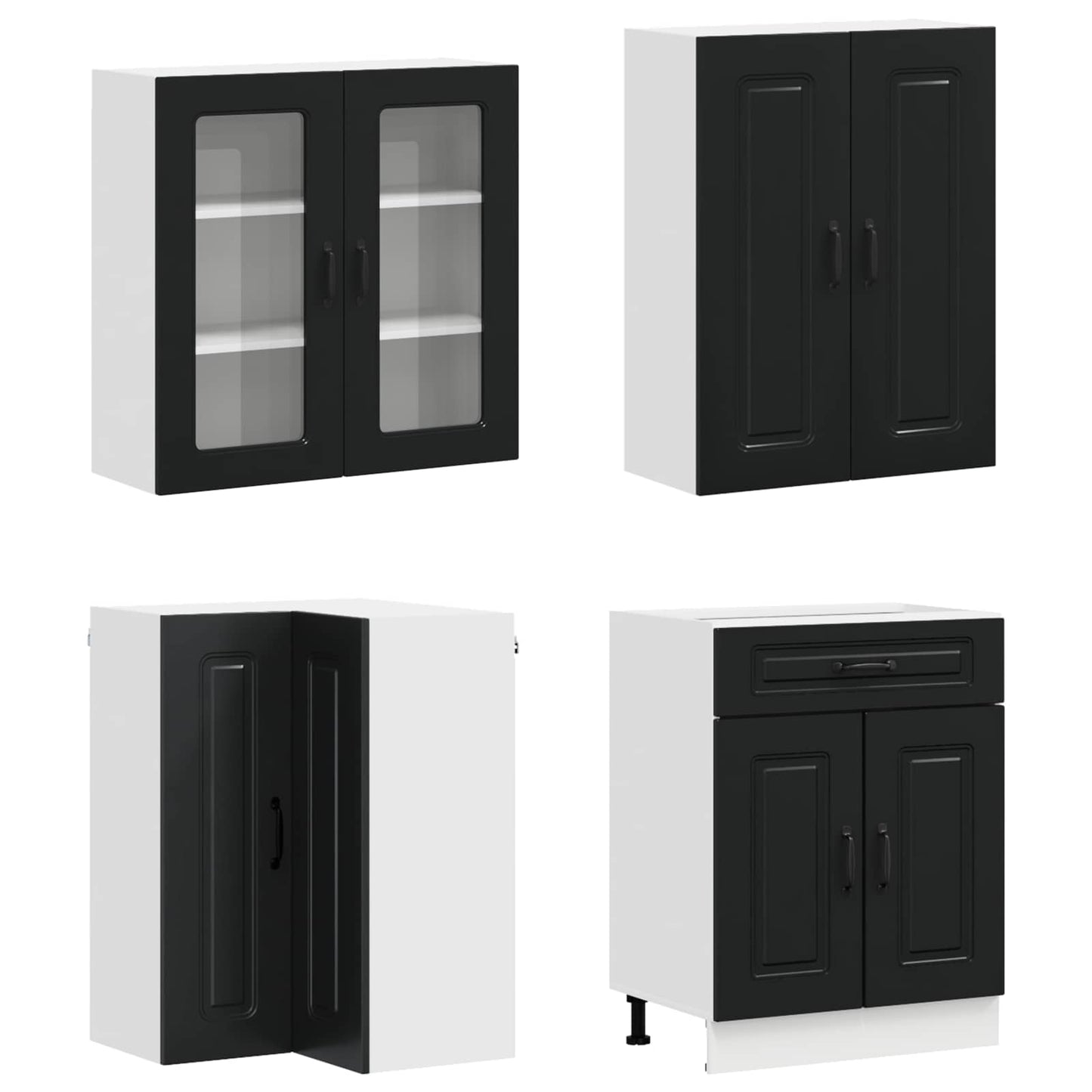 vidaXL Kitchen Unit KALMAR 8 pcs Black Engineered Wood 3