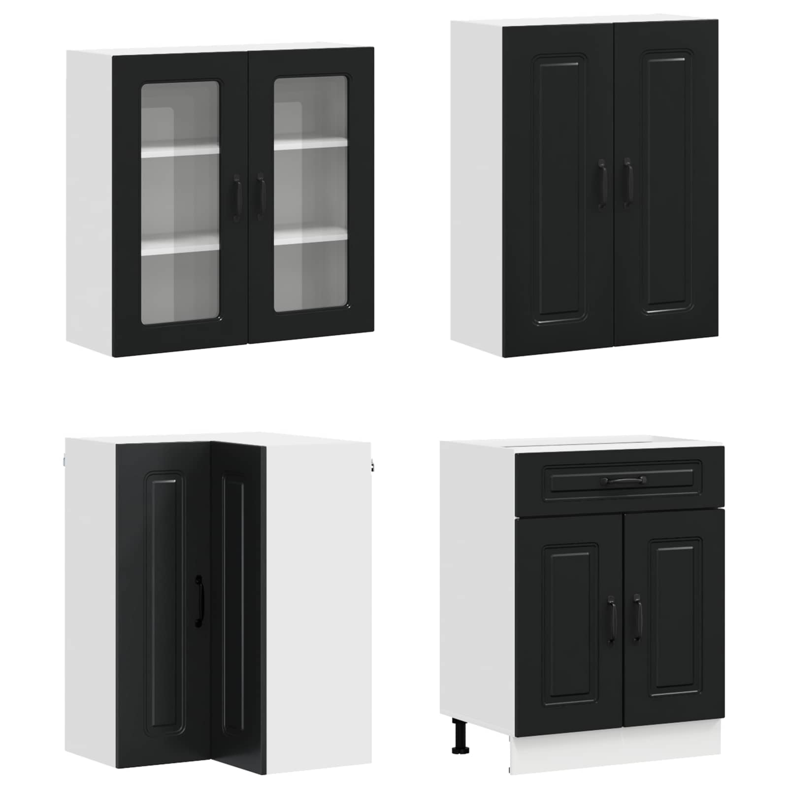 vidaXL Kitchen Unit KALMAR 8 pcs Black Engineered Wood 3