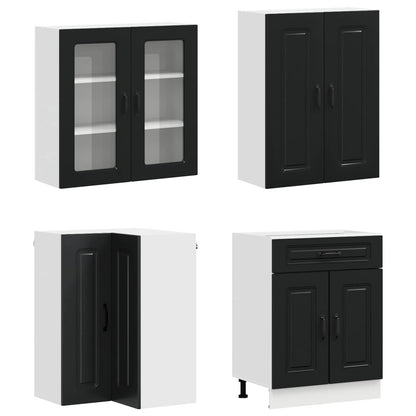 vidaXL Kitchen Unit KALMAR 8 pcs Black Engineered Wood 3