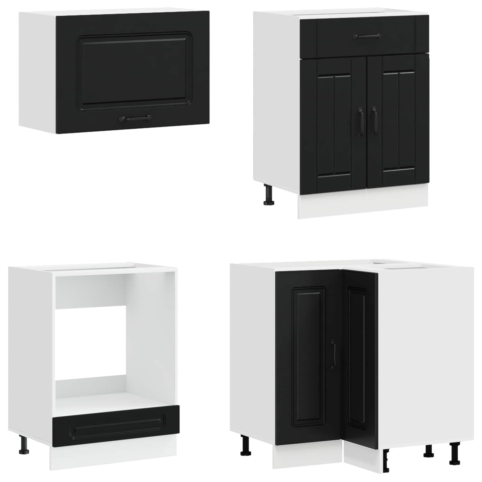 vidaXL Kitchen Unit KALMAR 8 pcs Black Engineered Wood 4