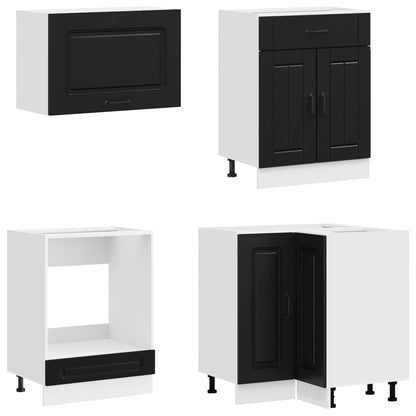 vidaXL Kitchen Unit KALMAR 8 pcs Black Engineered Wood 4