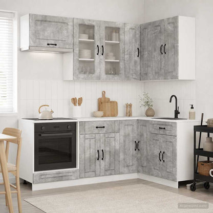 vidaXL Kitchen Unit KALMAR 8 pcs Concrete Grey Engineered Wood 1