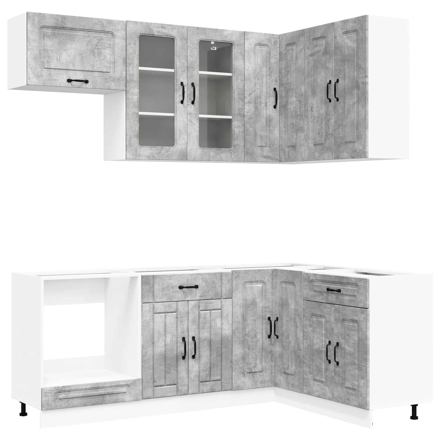 vidaXL Kitchen Unit KALMAR 8 pcs Concrete Grey Engineered Wood 2