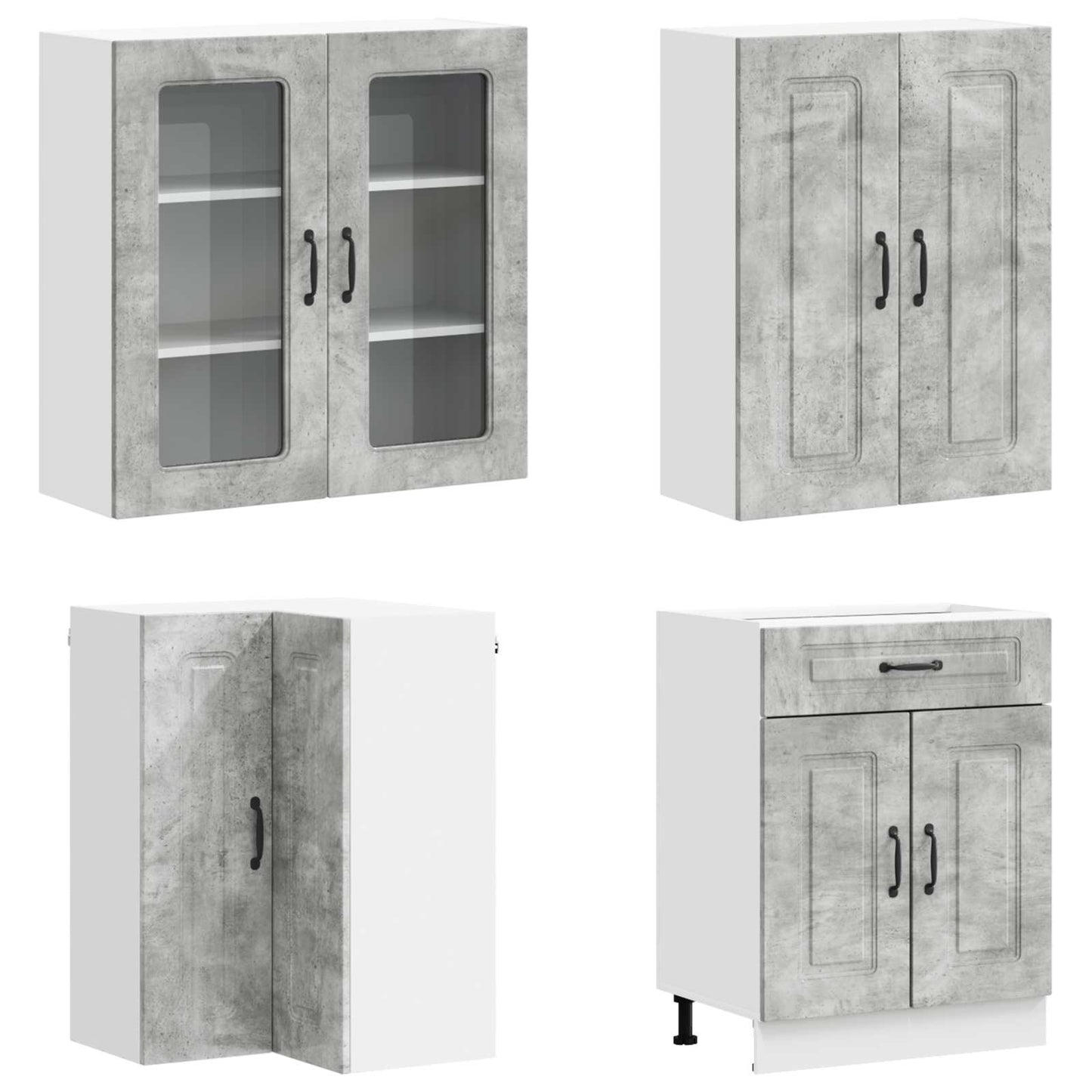 vidaXL Kitchen Unit KALMAR 8 pcs Concrete Grey Engineered Wood 3