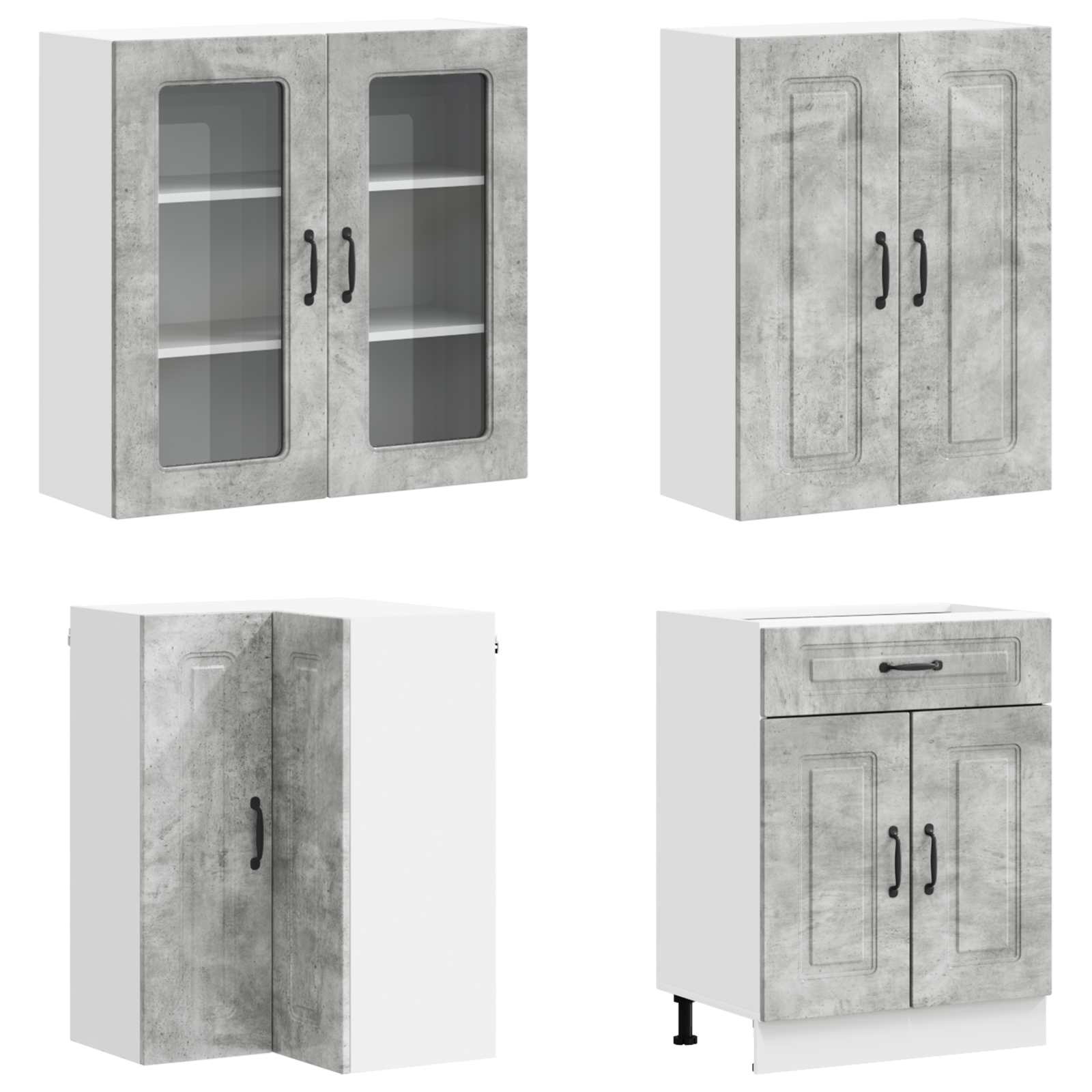 vidaXL Kitchen Unit KALMAR 8 pcs Concrete Grey Engineered Wood 3