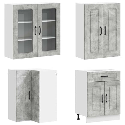 vidaXL Kitchen Unit KALMAR 8 pcs Concrete Grey Engineered Wood 3