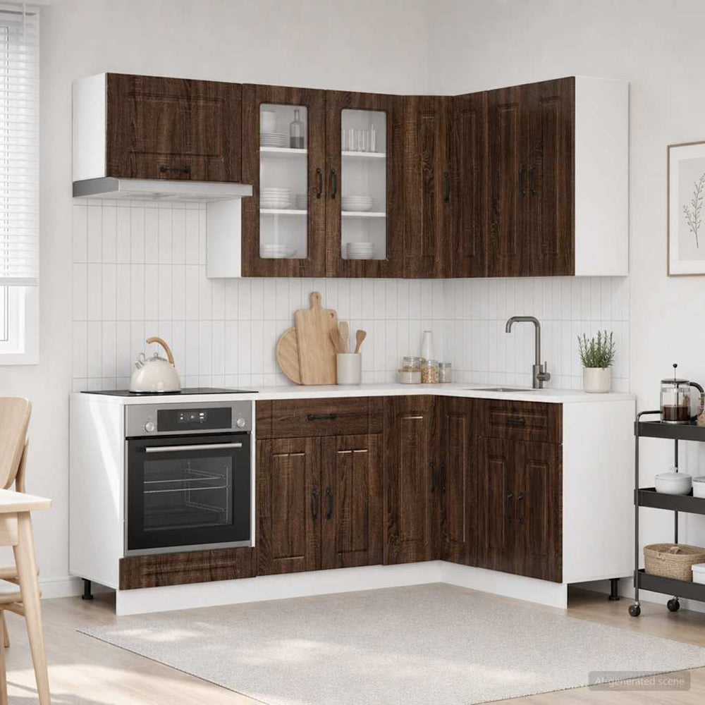 vidaXL Kitchen Unit KALMAR 8 pcs Brown Oak Engineered Wood