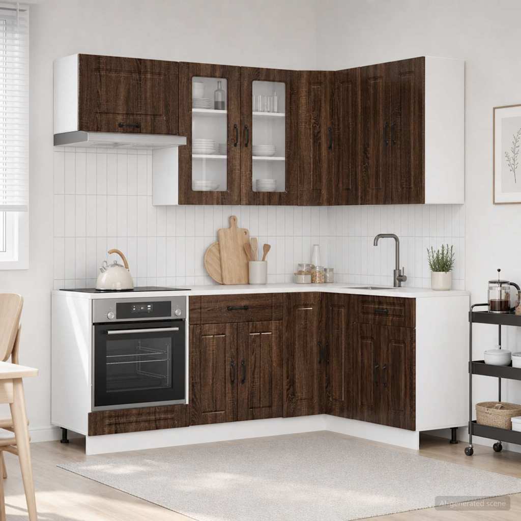 vidaXL Kitchen Unit KALMAR 8 pcs Brown Oak Engineered Wood 1