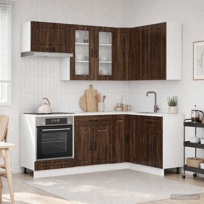vidaXL Kitchen Unit KALMAR 8 pcs Brown Oak Engineered Wood 1