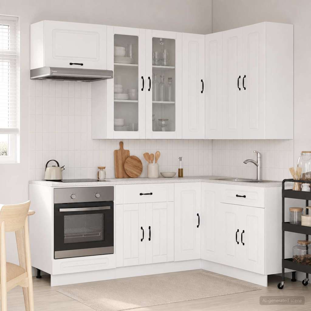 Kitchen Unit KALMAR 8 pcs Engineered Wood White 100 cm