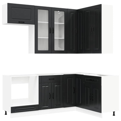 vidaXL Kitchen Unit KALMAR 8 pcs Black Engineered Wood 2