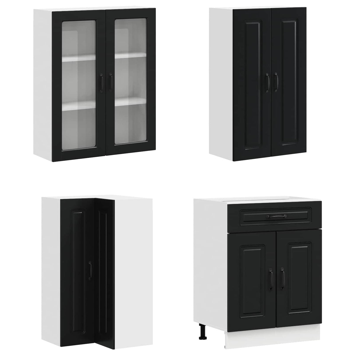 Kitchen Unit KALMAR 8 pcs Engineered Wood Black 100 cm