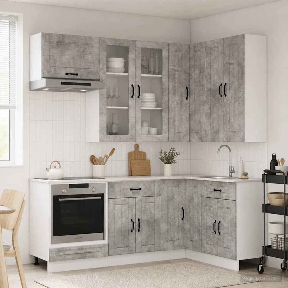 vidaXL Kitchen Unit KALMAR 8 pcs Concrete Grey Engineered Wood