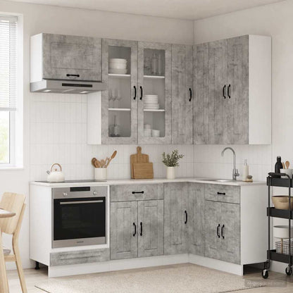 vidaXL Kitchen Unit KALMAR 8 pcs Concrete Grey Engineered Wood 1