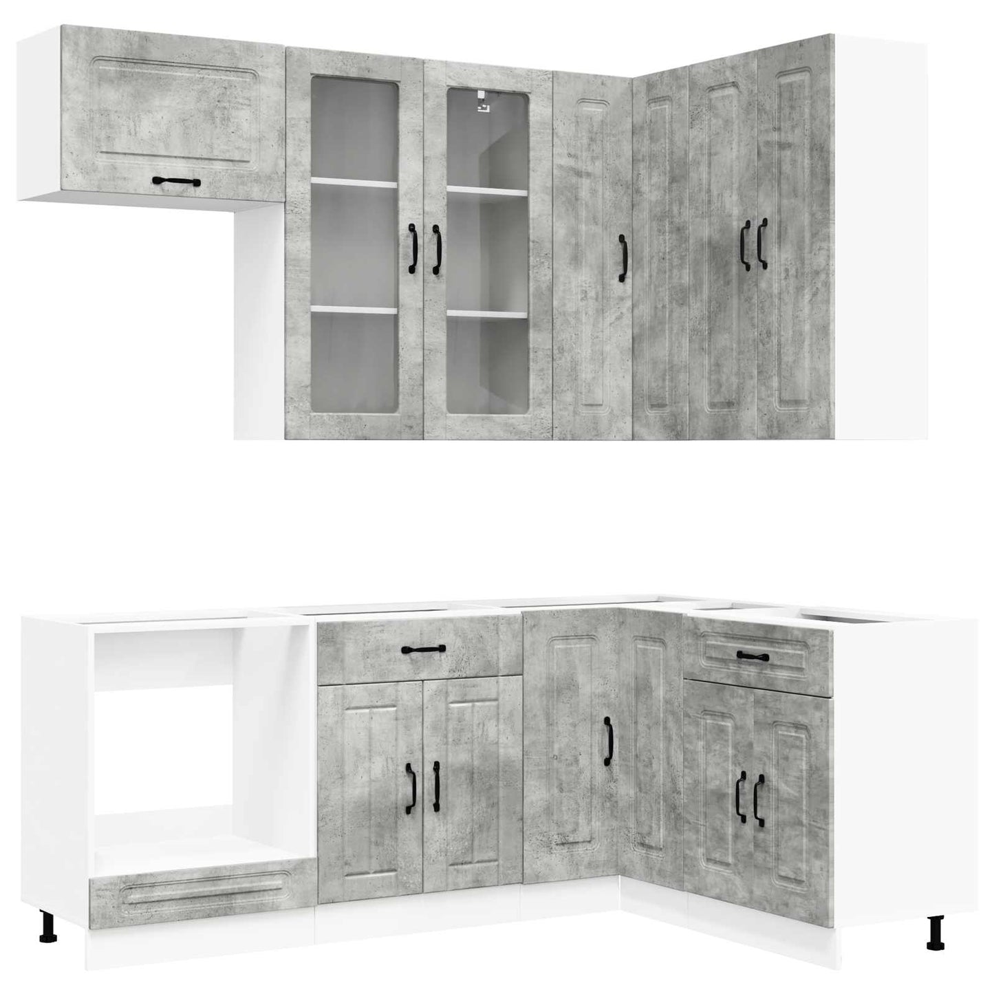 vidaXL Kitchen Unit KALMAR 8 pcs Concrete Grey Engineered Wood 2