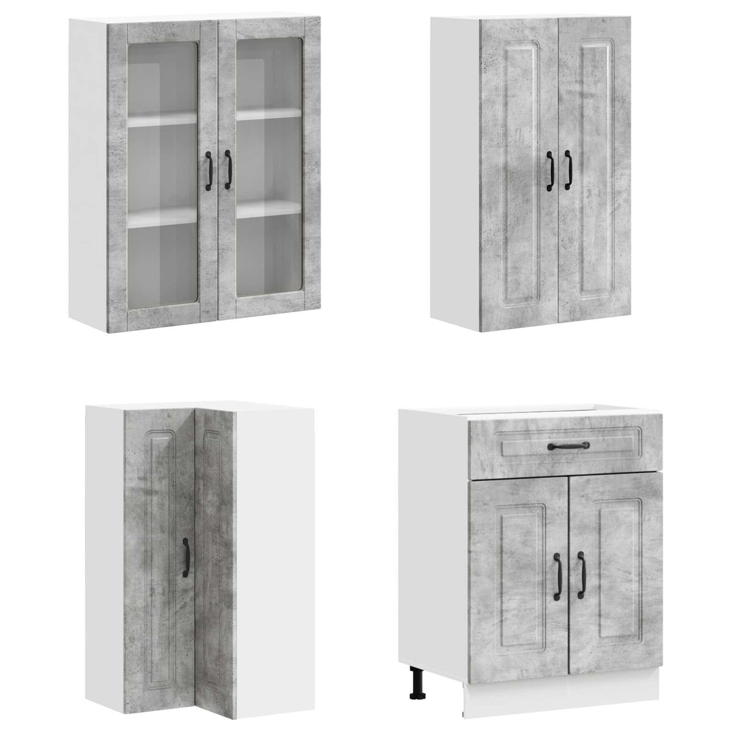 vidaXL Kitchen Unit KALMAR 8 pcs Concrete Grey Engineered Wood 3