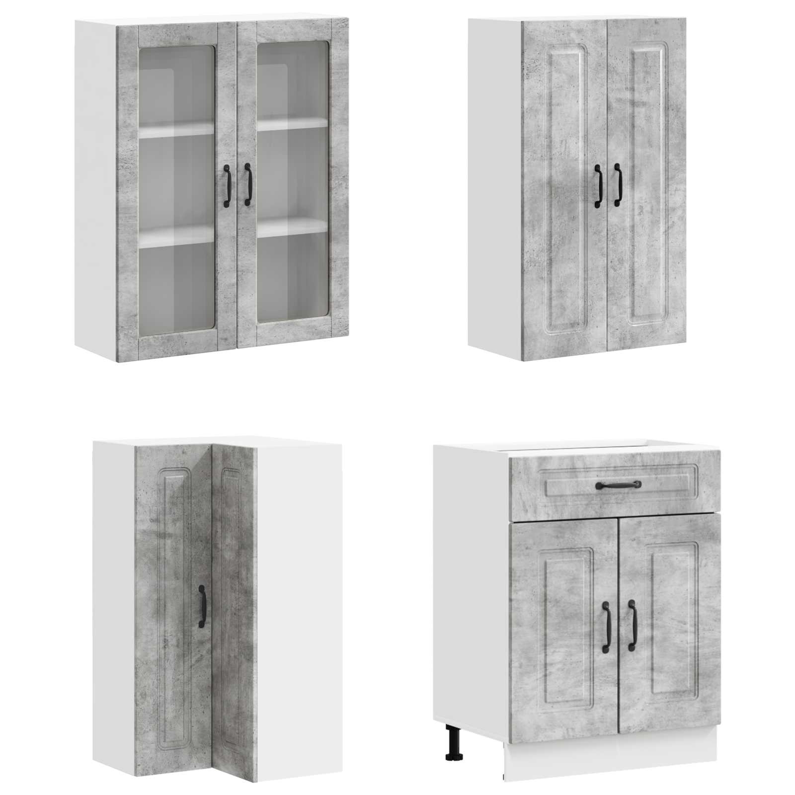 vidaXL Kitchen Unit KALMAR 8 pcs Concrete Grey Engineered Wood 3