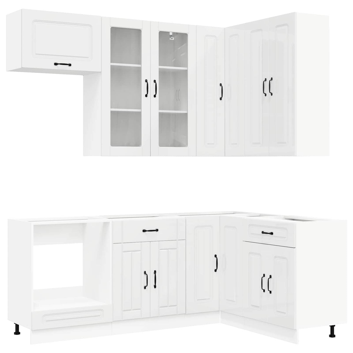 vidaXL Kitchen Unit KALMAR 8 pcs High Gloss White Engineered Wood 1