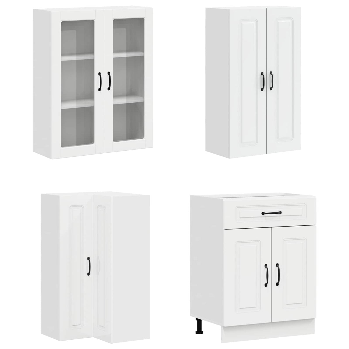 vidaXL Kitchen Unit KALMAR 8 pcs High Gloss White Engineered Wood 2