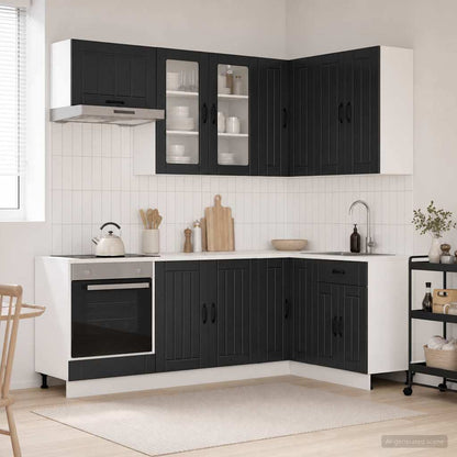 vidaXL Kitchen Unit LUCCA 8 pcs Black Engineered Wood 1